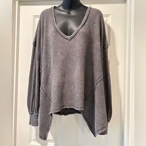We The Free Charcoal Long Sleeve Top